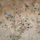 Sepia Garden Chinoiserie Wallpaper – Available in Printed and Embossed Versions for Elegant Interiors