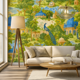 Papel pintado Royal Eden – Azul y verde – Disponible en versiones impresas y en relieve para interiores elegantes