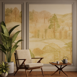Amber Hills Mural Wallpaper – Hand-Painted Landscape for Elegant Interiors