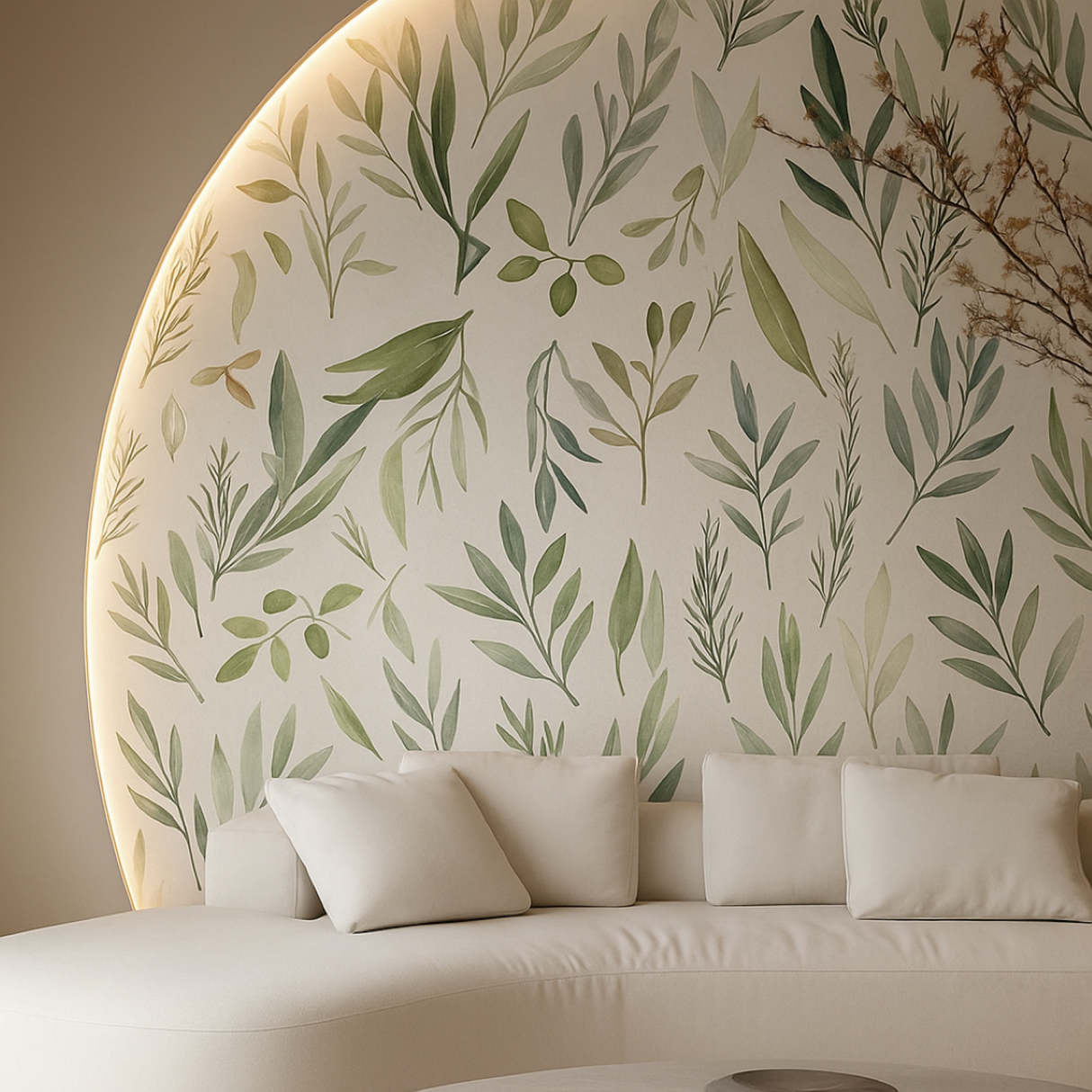 Olive Grove Harmony II Wallpaper – Soft Botanical Elegance for Serene Interiors