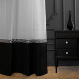 Boro – Cortina negra con borde geométrico en zigzag en blanco y negro – Para interiores modernos y decorativos
