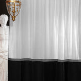 Boro – Cortina negra con borde geométrico en zigzag en blanco y negro – Para interiores modernos y decorativos
