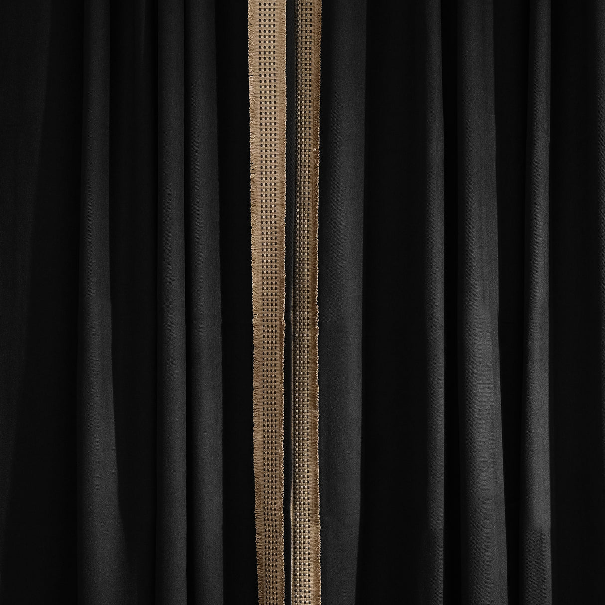 Ferge – Black Drapery Curtain With Luxury Gold Tassel Border – For Classic & Modern Sophisticated Interiors