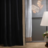 Ferge – Black Drapery Curtain With Luxury Gold Tassel Border – For Classic & Modern Sophisticated Interiors