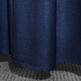Legol - Blue Crest Sheer Linen-Look Polyester Curtain With Luxury Navy Border - For Sophisticated Interiors