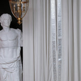 Rada – White Drapery Curtain With Luxury Silver Faux-Leather Border – For Modern & Refined Interiors