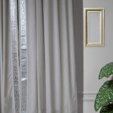 Rada – White Drapery Curtain With Luxury Silver Faux-Leather Border – For Modern & Refined Interiors