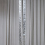 Rada – White Drapery Curtain With Luxury Silver Faux-Leather Border – For Modern & Refined Interiors