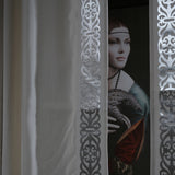 Rada – White Drapery Curtain With Luxury Silver Faux-Leather Border – For Modern & Refined Interiors