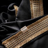Ferge – Black Drapery Curtain With Luxury Gold Tassel Border – For Classic & Modern Sophisticated Interiors