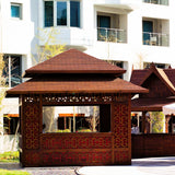Outdoor Wooden Gazebos With Marble Tables & Stools Design & Fit-Out Works -Asian-Inspired Dining Spaces