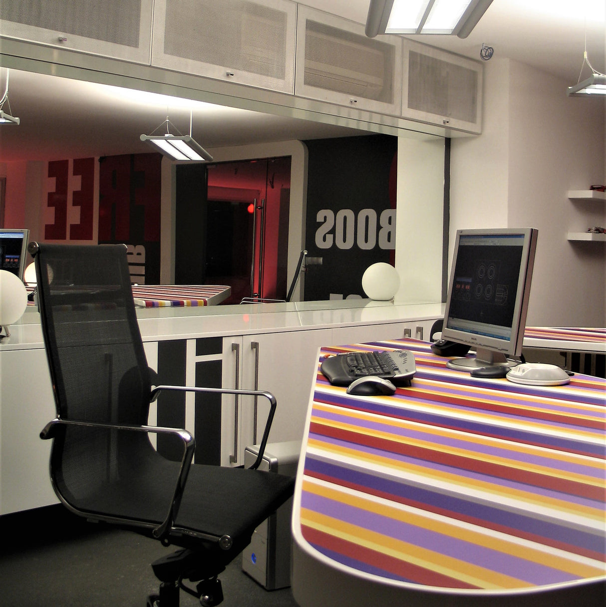Graphic Design Studio Interior Design and Fit-Out Works - Red, White, Black & Grey Creative Workspace
