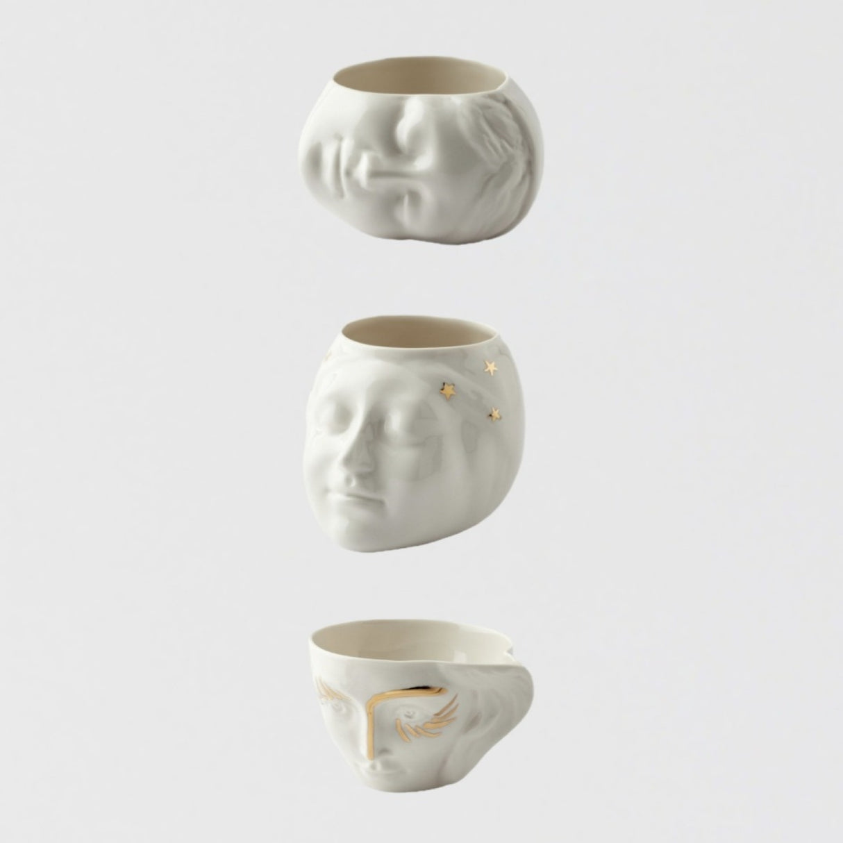 The Three Beauties: Sleeping Beauty, Fureya & Circe Porcelain Cup Set - Refined Coffee Cup Set With 24K Gold Details For Stylish Interiors