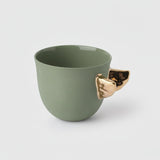 Volans Cup Green, 220 ml – Elegant Coffee Cup with 24K Gold Details for Stylish Homes