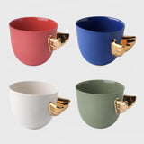Volans Cup Set of Four,220 ml Each, Multicolor – Elegant Coffee Cups with 24K Gold Details for Stylish Homes