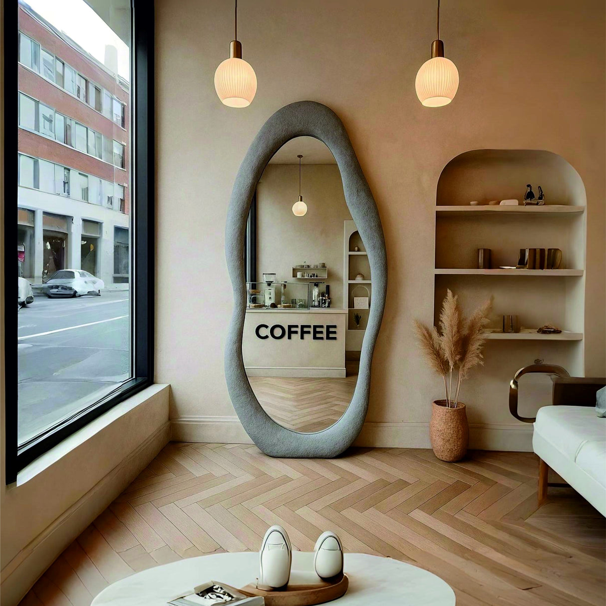 Siro Mirror – Wabi-Sabi Inspired Full-Length Mirror with Organic Form and Natural Texture