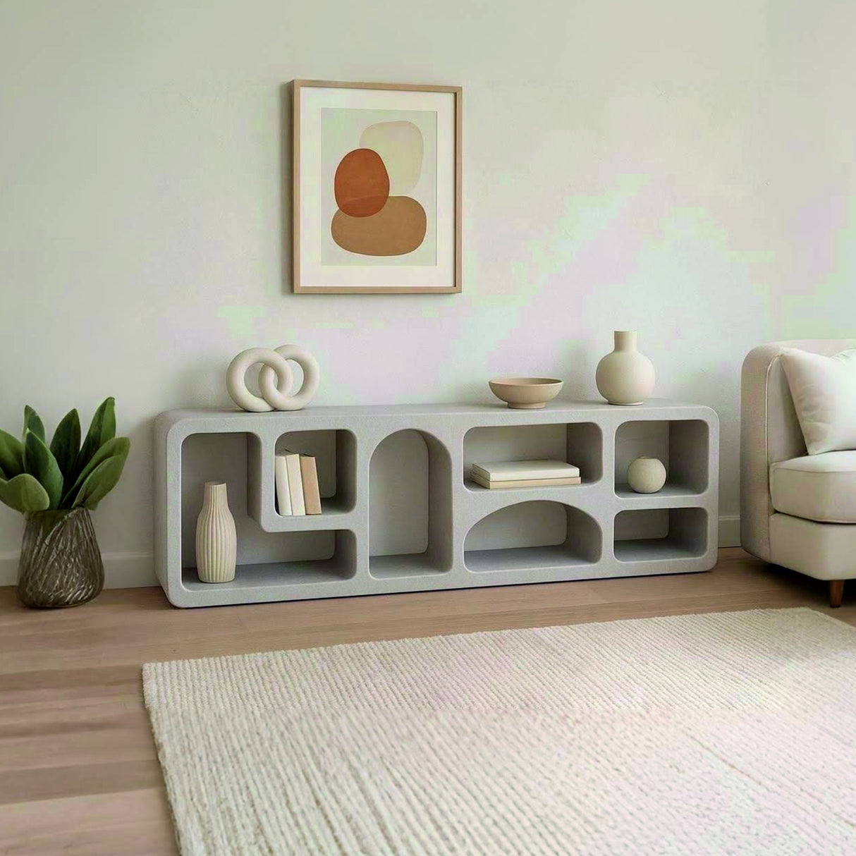 Casper Floor Display Unit – Wabi-Sabi Inspired Sculptural Shelving with Organic Form and Natural Texture