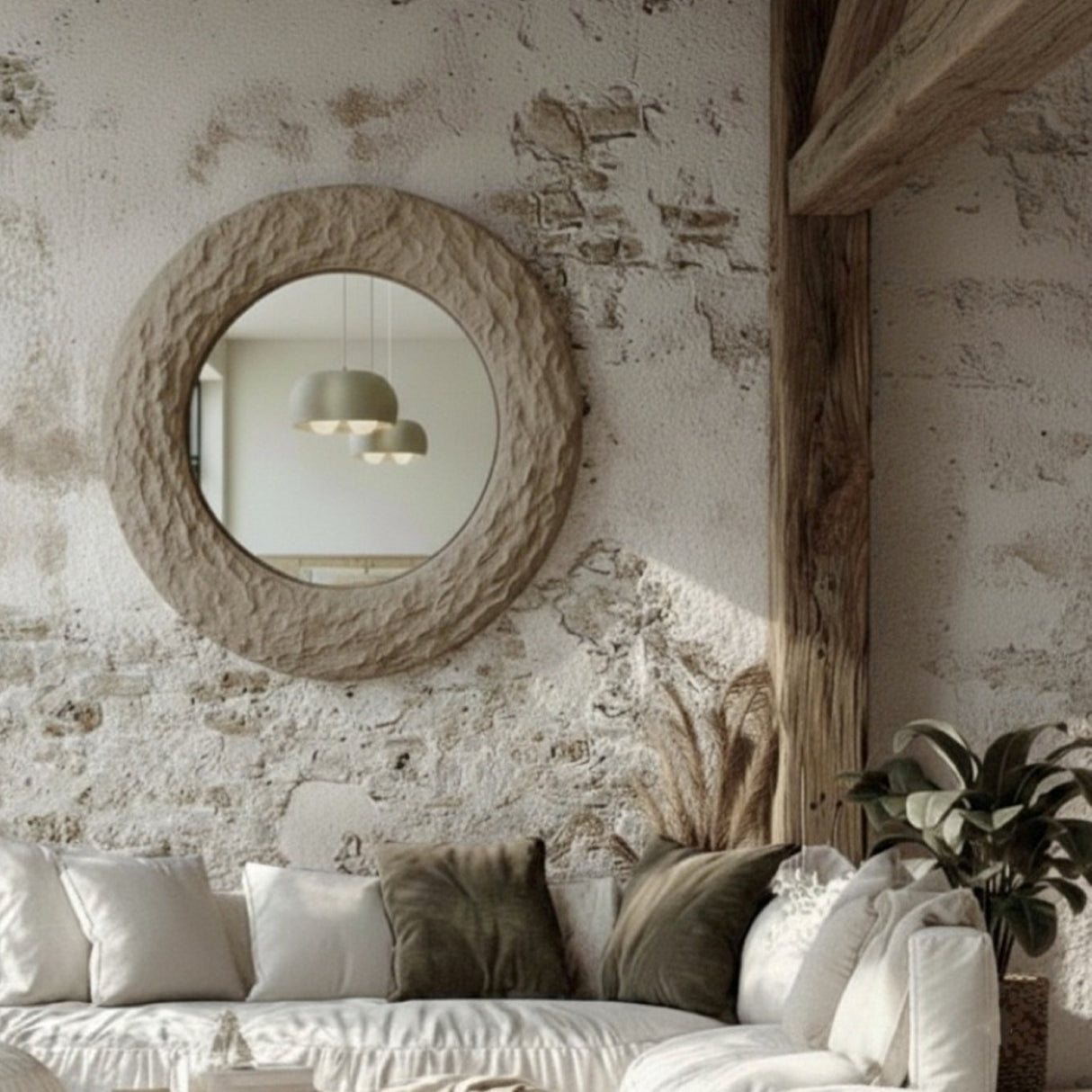 Vesa Mirror – Wabi-Sabi Inspired Sculptural Mirror with Organic Form and Natural Texture