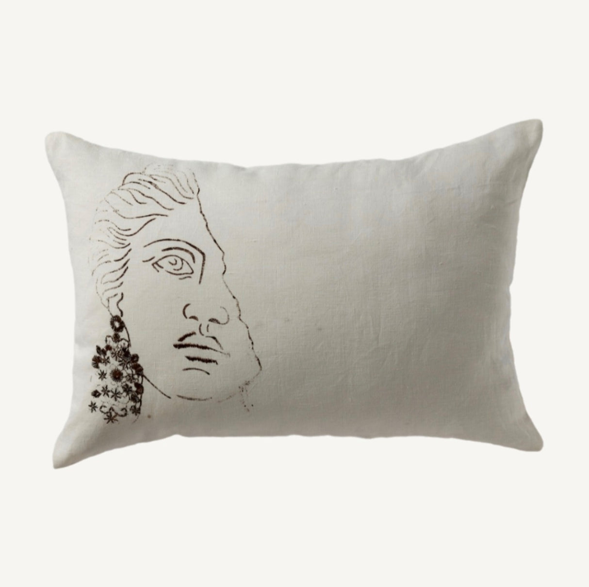 Mythos Sophie White Hand Embroidered Linen Cushion – Elegant Home Décor Accent for Stylish Interiors