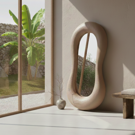 Jaz Mirror – Wabi-Sabi Inspired Full-Length Mirror with Organic Form and Natural Texture
