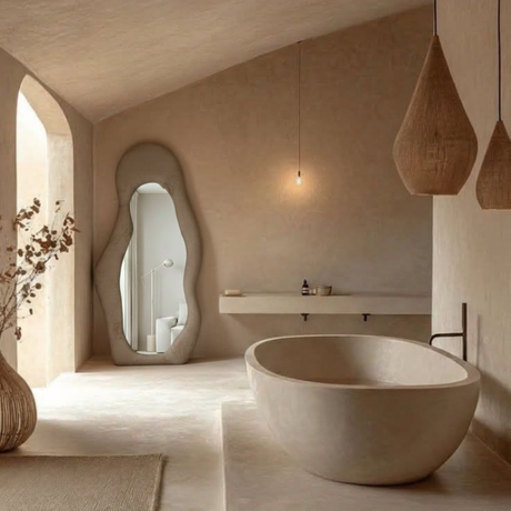 Brom Mirror – Wabi-Sabi Inspired Full-Length Mirror with Organic Form and Natural Texture