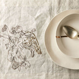 Relief "Mother" Hand Embroidered  Linen Napkin Set Of Two – Elegant Table Linen Décor for Stylish Tables