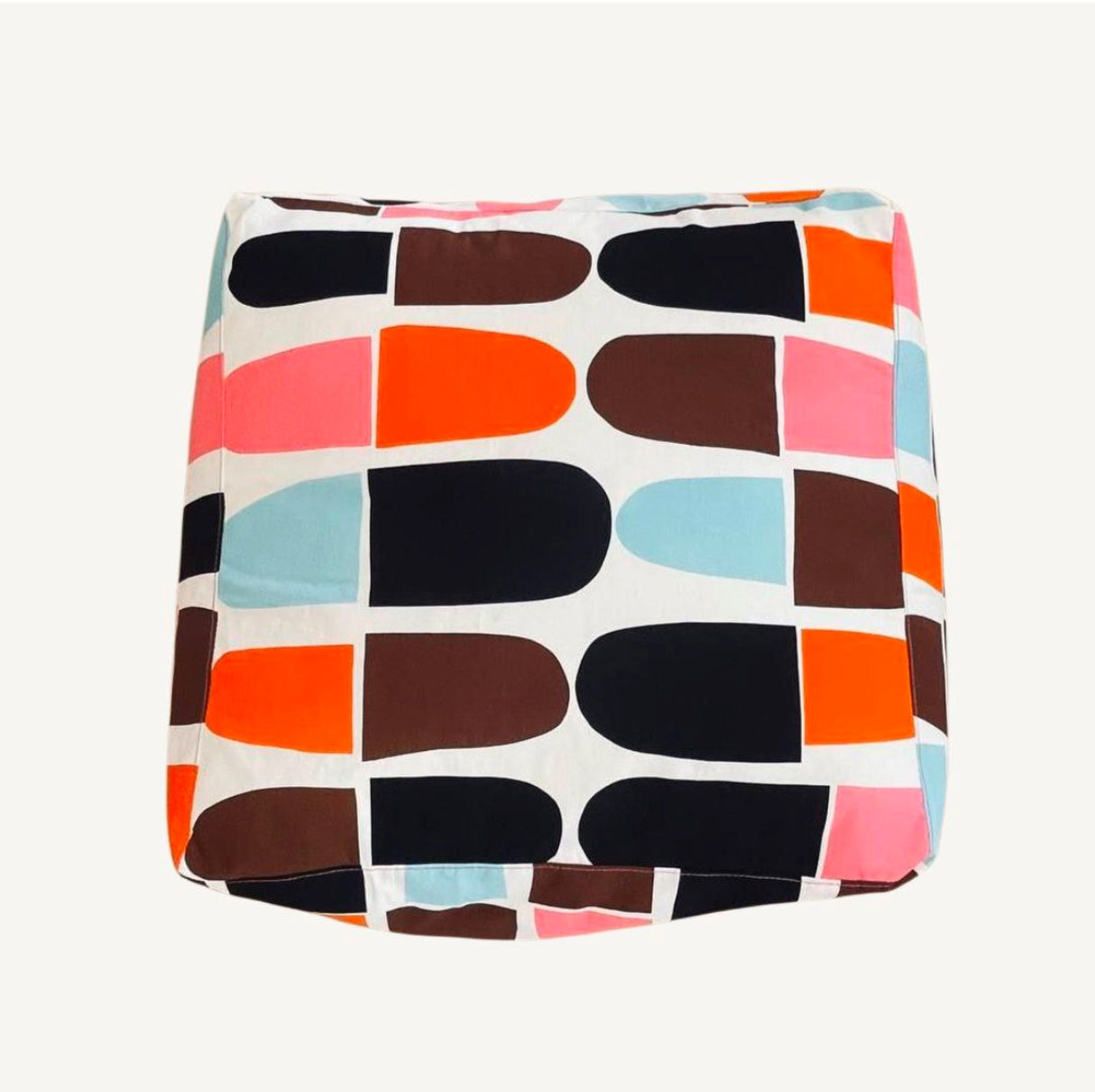 Capsula Pouf – Handmade Ottoman Seat with Marimekko Fabric Geometric Pattern