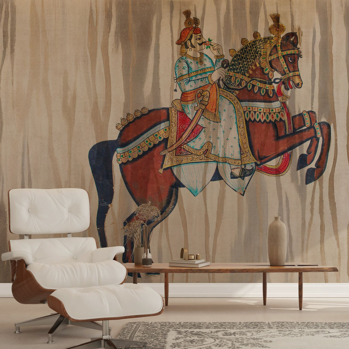 Decorated bohemian horses artistic wallpaper