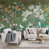 Verdant Garden Chinoiserie Wallpaper – Available in Printed and Embossed Versions for Elegant Interiors