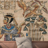 Papirüs Dokulu Duvar Kağıdı Üzerinde Mısır Sembolleri – Zamansız ve Kültürel İç Mekanlar İçin Antik Sanat Duvar Resmi