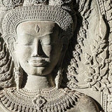 Far East Sculptural Relief 3D-Effect Wallpaper – Ancient Temple Art Mural for Timeless Interiors
