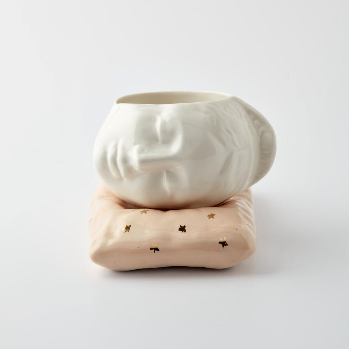 Sleeping Beauty Cup, 380ml & Pillow Set, Salmon - Elegant Tableware With 24K Gold Details for Stylish Interiors