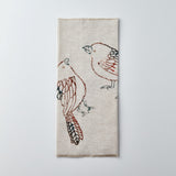 Enchanted Forest, Praying Birds Hand Embroidered Linen Napkin Set Of Two – Elegant Table Linen Décor for Stylish Tables