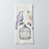 Enchanted Forest, Mua Mua Birds Hand Embroidered Linen Napkin Set Of Two – Elegant Table Linen Décor for Stylish Tables