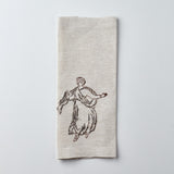 Relief "Dancer" Hand Embroidered Linen Napkin Set Of Two – Elegant Table Linen Décor for Stylish Tables
