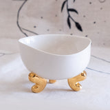 Lion Footed Bowl, White - Elegant Tableware With 24K Gold Details for Stylish Interiors