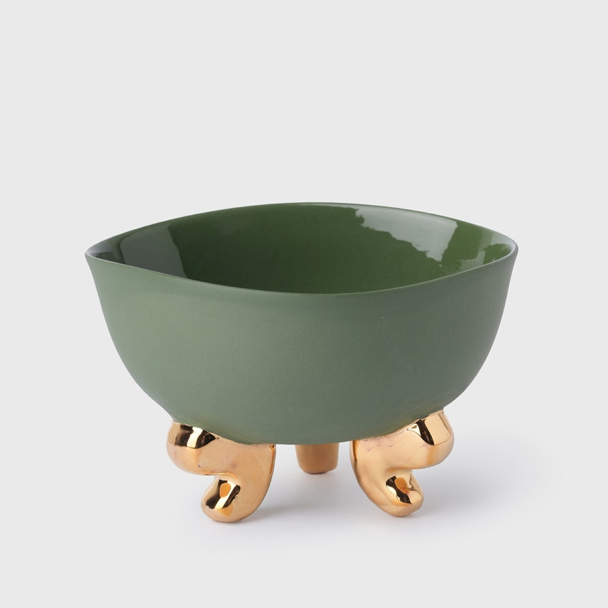 Lion Footed Bowl Set Of Four, Red, Blue, Green, White - Elegant Tableware With 24K Gold Details for Stylish Interiors