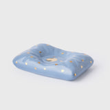 Juego de taza y almohada "La Bella Durmiente" (260 ml), color azul: vajilla elegante con detalles en oro de 24 quilates para interiores con estilo.