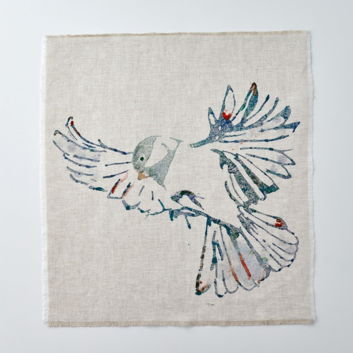 Enchanted Forest, Birds' Wings Hand Embroidered Linen Napkin Set Of Two – Elegant Table Linen Décor for Stylish Tables