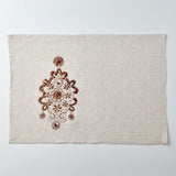 Earring Beige Hand Embroidered Linen Placemat Set Of Two – Elegant Home Décor Accent for Stylish Interiors