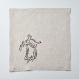 Relief "Dancer" Hand Embroidered Linen Napkin Set Of Two – Elegant Table Linen Décor for Stylish Tables