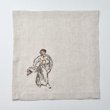 Relief "Flute" Hand Embroidered Linen Napkin Set of Two – Elegant Table Linen Décor for Stylish Tables