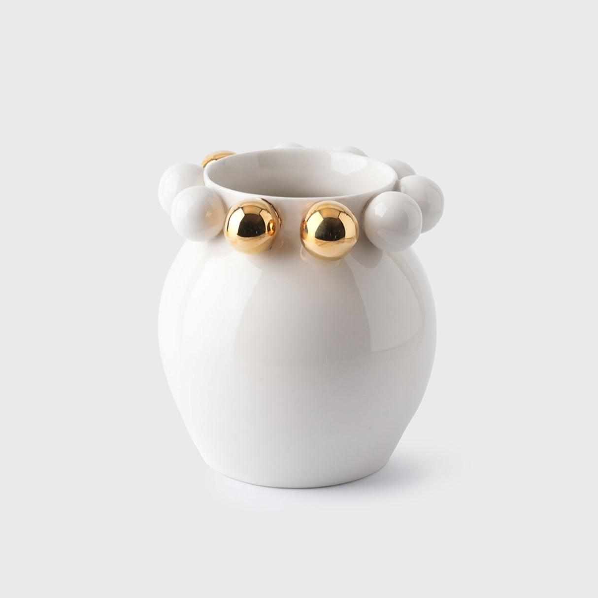 Jarrón Cosmos Gold Blanco - Vajilla elegante con detalles en oro de 24 quilates para mesas con estilo
