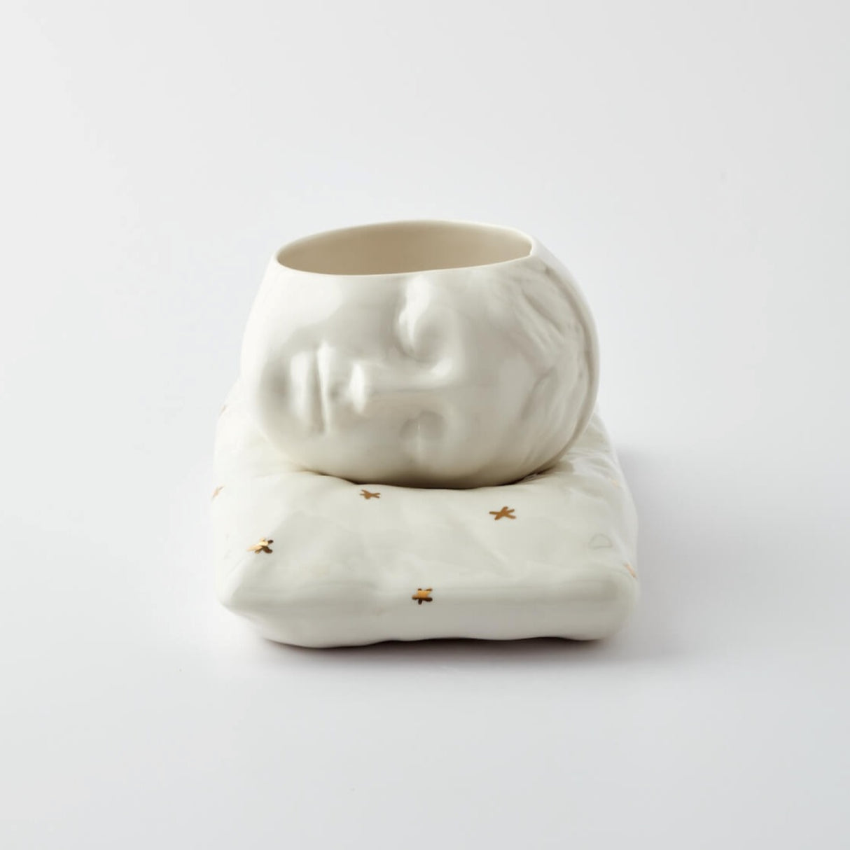 Sleeping Beauty Cup, 260ml & Pillow Set, White - Elegant Tableware With 24K Gold Details for Stylish Interiors