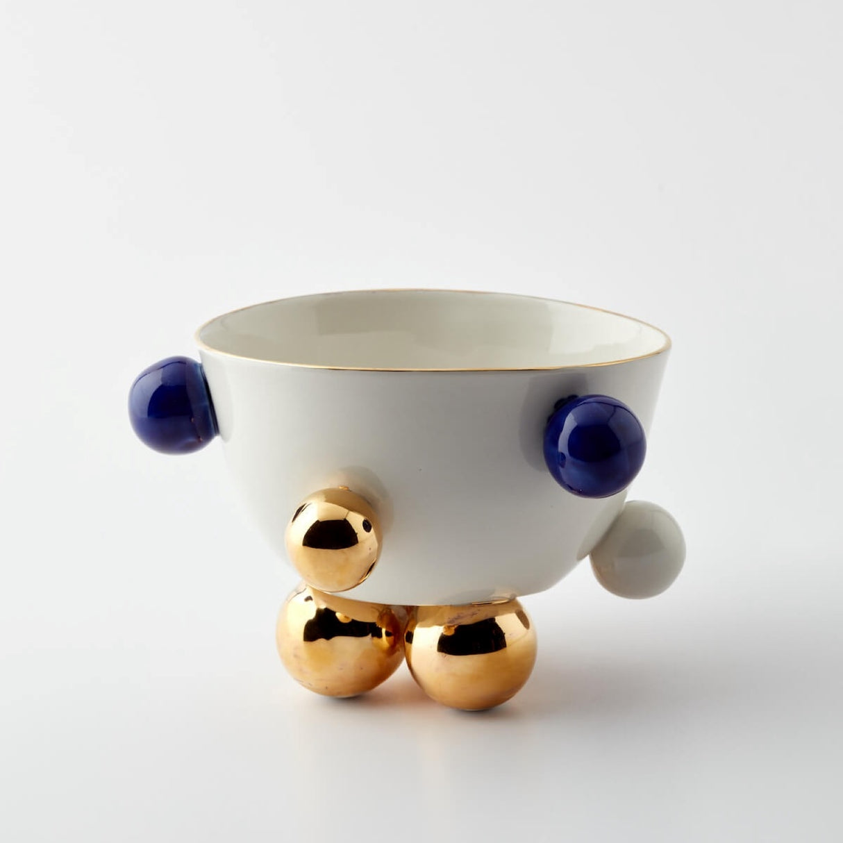 Cosmos Gold Bowl Blue, 380 ml - Elegant Tableware With 24K Gold Details for Stylish Tables