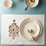 Earring White Hand Embroidered Linen Placemat Set Of Two – Elegant Home Décor Accent for Stylish Interiors