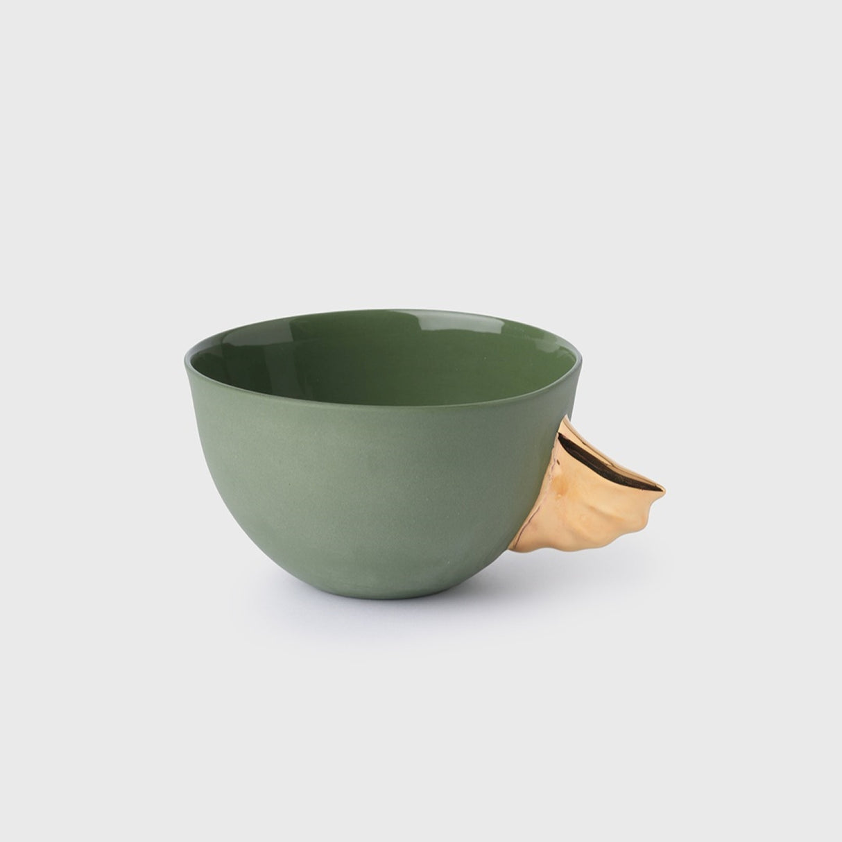 Volans Cup Green, 140 ml – Elegant Coffee Cup with 24K Gold Details for Stylish Homes