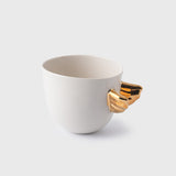 Volans Cup White, 220 ml – Elegant Coffee Cup with 24K Gold Details for Stylish Homes