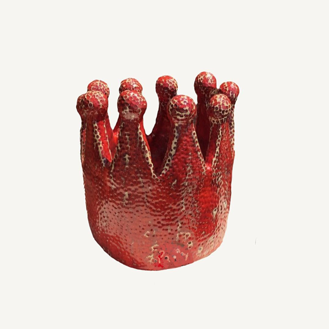 Crown Red - Jarrones y cuencos de cerámica hechos a mano de la serie Crown - Colección Artística Real