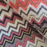 Tela de chenilla Ziggy C01 con diseño de chevrón multicolor: 100 % poliéster para tapicería y cortinas, fabricada en Turquía.